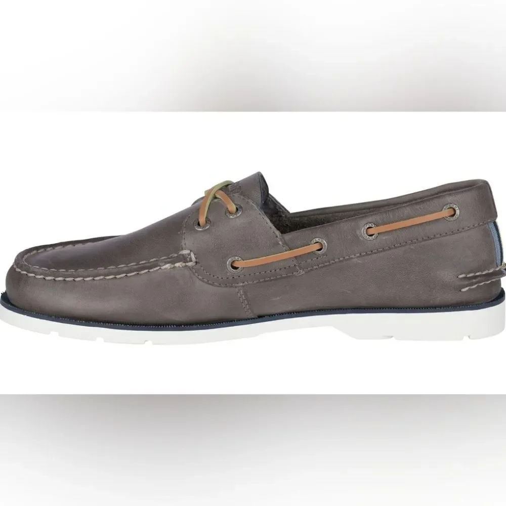 Sperry Men's Leeward Nautical Cross Lace Boat Shoe Size 8 in Grey NWT in packagi